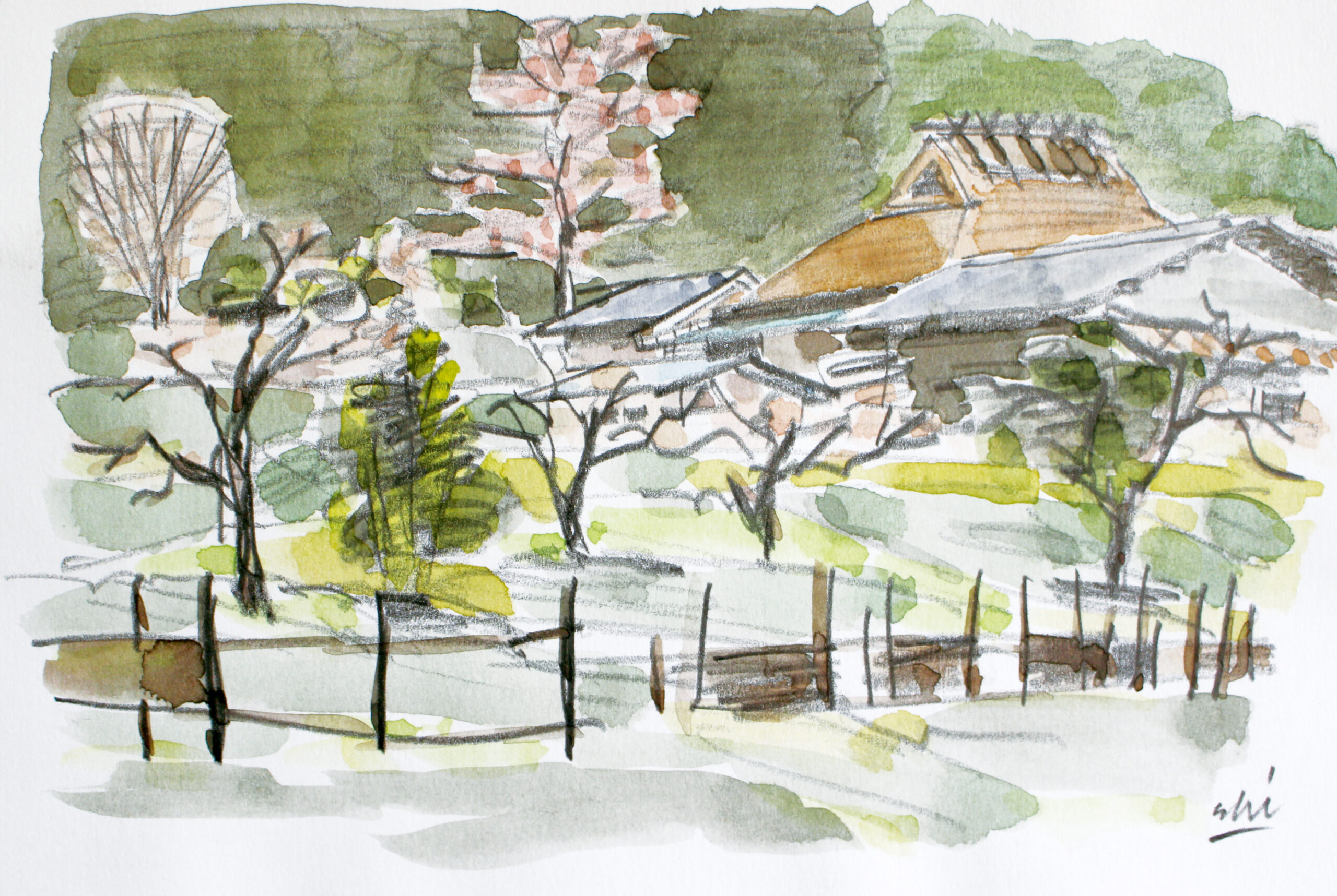 Gerald D. 騒がせ Smith 海辺の風景 水彩画 - 版画